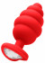 Красная анальная пробка Extra Large Ribbed Diamond Heart Plug - 9,6 см.