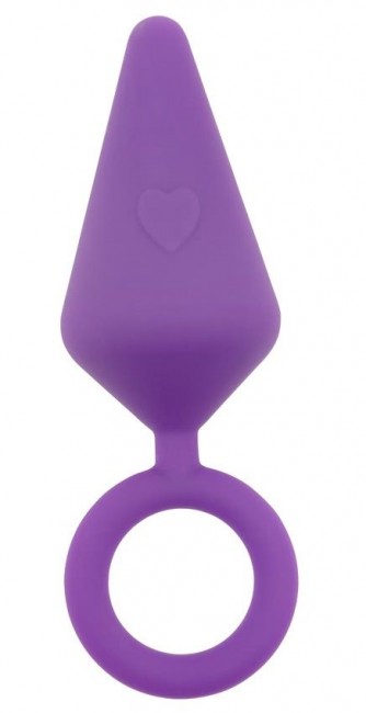 Фиолетовая анальная пробка с кольцом Candy Plug M - 10,1 см.