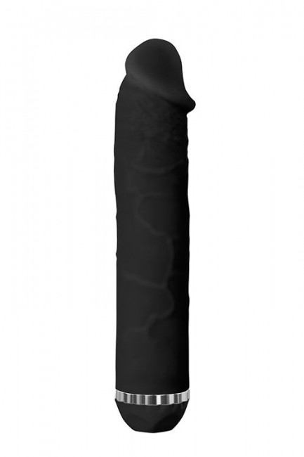 Чёрный водонепроницаемый вибратор PURRFECT SILICONE DELUXE 7.5INCH - 19 см.