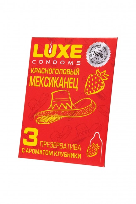 Презервативы с клубничным ароматом "Красноголовый мексиканец" - 3 шт.