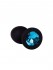 Чёрная анальная втулка с голубым кристаллом - 7,3 см.