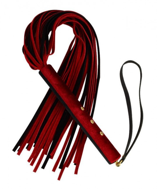 Красно-черная велюровая плеть "Домино" - 56 см.