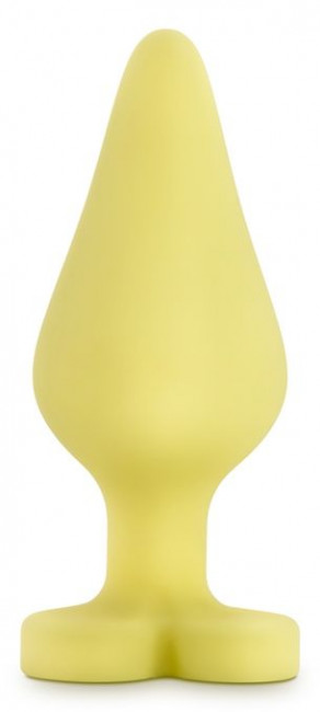 Желтая анальная пробка с основанием-сердечком Naughtier Candy Heart Fill Me Up - 8,9 см.