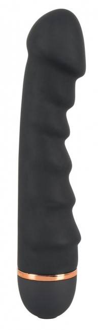 Чёрный вибратор с ребрами Bendy Ripple - 16,5 см.