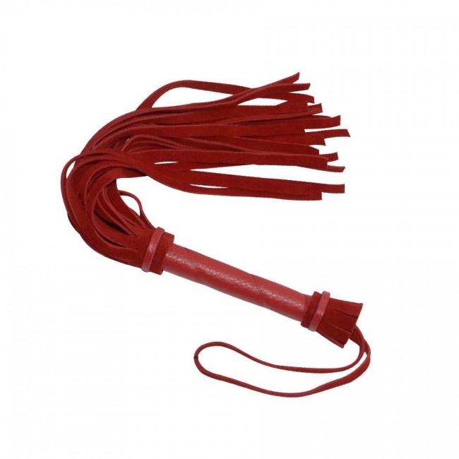 Красная мини-плеть из натуральной велюровой кожи - 40 см.